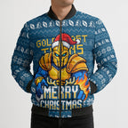 Personalized Gold Coast Titans Christmas Bomber Puffer Jacket Australian Rugby Fans - Pixelated Ugly Xmas Pattern Mascot Santa