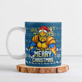 Personalized Gold Coast Titans Christmas Ceramic Mug Australian Rugby Fans - Pixelated Ugly Xmas Pattern Mascot Santa