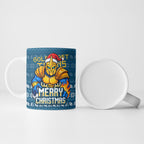 Personalized Gold Coast Titans Christmas Ceramic Mug Australian Rugby Fans - Pixelated Ugly Xmas Pattern Mascot Santa