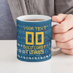Personalized Gold Coast Titans Christmas Ceramic Mug Australian Rugby Fans - Pixelated Ugly Xmas Pattern Mascot Santa