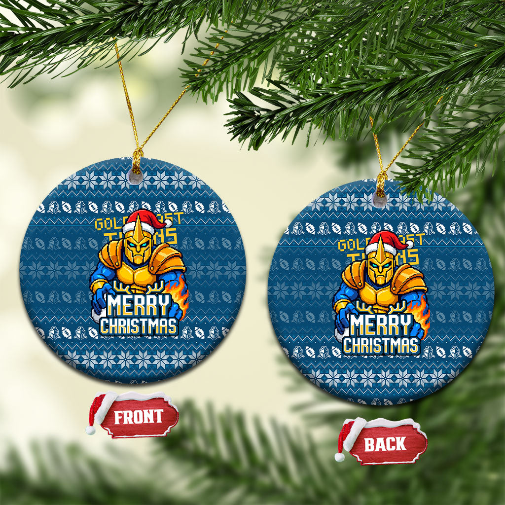 Gold Coast Titans Christmas Ceramic Ornament Australian Rugby Fans - Pixelated Ugly Xmas Pattern Mascot Santa