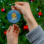 Gold Coast Titans Christmas Ceramic Ornament Australian Rugby Fans - Pixelated Ugly Xmas Pattern Mascot Santa