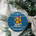Gold Coast Titans Christmas Ceramic Ornament Australian Rugby Fans - Pixelated Ugly Xmas Pattern Mascot Santa