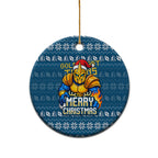 Gold Coast Titans Christmas Ceramic Ornament Australian Rugby Fans - Pixelated Ugly Xmas Pattern Mascot Santa