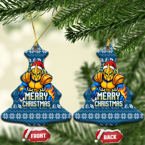 Gold Coast Titans Christmas Ceramic Ornament Australian Rugby Fans - Pixelated Ugly Xmas Pattern Mascot Santa