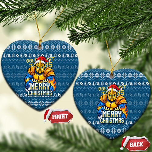 Gold Coast Titans Christmas Ceramic Ornament Australian Rugby Fans - Pixelated Ugly Xmas Pattern Mascot Santa