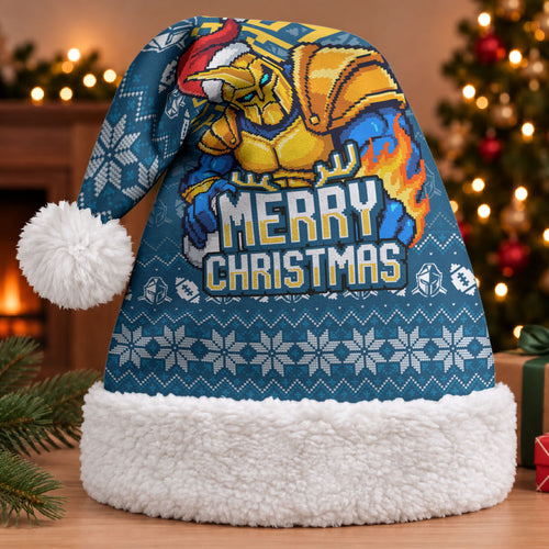 Gold Coast Titans Christmas Santa Hat Australian Rugby Fans - Pixelated Ugly Xmas Pattern Mascot Santa