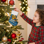 Gold Coast Titans Christmas Stocking Australian Rugby Fans - Pixelated Ugly Xmas Pattern Mascot Santa