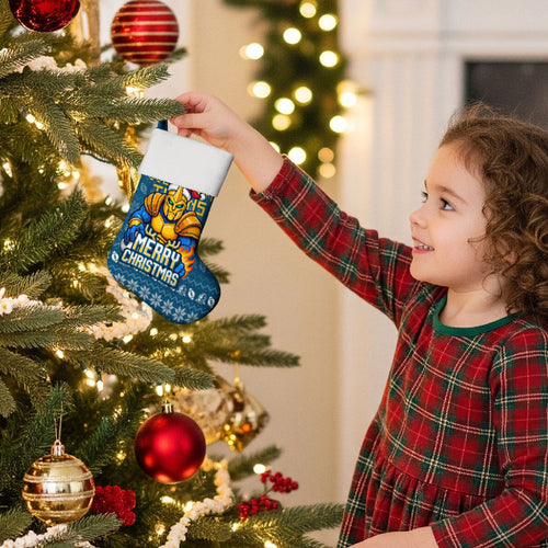 Gold Coast Titans Christmas Stocking Australian Rugby Fans - Pixelated Ugly Xmas Pattern Mascot Santa