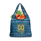 Personalized Gold Coast Titans Christmas Grocery Bag Australian Rugby Fans - Pixelated Ugly Xmas Pattern Mascot Santa