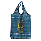 Personalized Gold Coast Titans Christmas Grocery Bag Australian Rugby Fans - Pixelated Ugly Xmas Pattern Mascot Santa