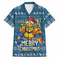 Personalized Gold Coast Titans Christmas Hawaiian Shirt Australian Rugby Fans - Pixelated Ugly Xmas Pattern Mascot Santa