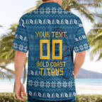 Personalized Gold Coast Titans Christmas Hawaiian Shirt Australian Rugby Fans - Pixelated Ugly Xmas Pattern Mascot Santa