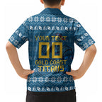 Personalized Gold Coast Titans Christmas Hawaiian Shirt Australian Rugby Fans - Pixelated Ugly Xmas Pattern Mascot Santa