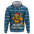 Personalized Gold Coast Titans Christmas Hoodie Australian Rugby Fans - Pixelated Ugly Xmas Pattern Mascot Santa
