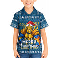 Personalized Gold Coast Titans Christmas Kid Hawaiian Shirt Australian Rugby Fans - Pixelated Ugly Xmas Pattern Mascot Santa