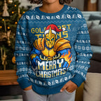 Personalized Gold Coast Titans Christmas Kid Ugly Christmas Sweater Australian Rugby Fans - Pixelated Ugly Xmas Pattern Mascot Santa