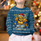 Personalized Gold Coast Titans Christmas Kid Ugly Christmas Sweater Australian Rugby Fans - Pixelated Ugly Xmas Pattern Mascot Santa