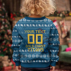 Personalized Gold Coast Titans Christmas Kid Ugly Christmas Sweater Australian Rugby Fans - Pixelated Ugly Xmas Pattern Mascot Santa