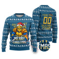 Personalized Gold Coast Titans Christmas Ugly Christmas Sweater Australian Rugby Fans - Pixelated Ugly Xmas Pattern Mascot Santa