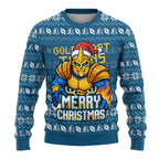 Personalized Gold Coast Titans Christmas Ugly Christmas Sweater Australian Rugby Fans - Pixelated Ugly Xmas Pattern Mascot Santa