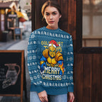 Personalized Gold Coast Titans Christmas Ugly Christmas Sweater Australian Rugby Fans - Pixelated Ugly Xmas Pattern Mascot Santa