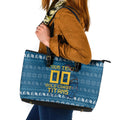 Personalized Gold Coast Titans Christmas Leather Tote Bag Australian Rugby Fans - Pixelated Ugly Xmas Pattern Mascot Santa