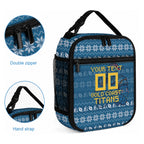 Personalized Gold Coast Titans Christmas Lunch Bag Australian Rugby Fans - Pixelated Ugly Xmas Pattern Mascot Santa