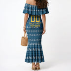 Personalized Gold Coast Titans Christmas Mermaid Dress Australian Rugby Fans - Pixelated Ugly Xmas Pattern Mascot Santa
