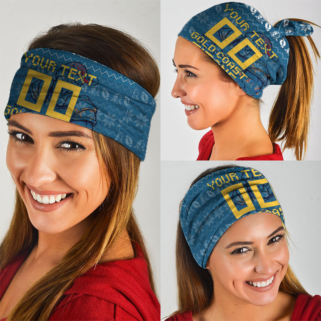 Personalized Gold Coast Titans Christmas Neck Gaiter Australian Rugby Fans - Pixelated Ugly Xmas Pattern Mascot Santa
