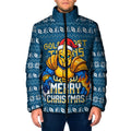 Personalized Gold Coast Titans Christmas Padded Jacket Australian Rugby Fans - Pixelated Ugly Xmas Pattern Mascot Santa