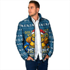 Personalized Gold Coast Titans Christmas Padded Jacket Australian Rugby Fans - Pixelated Ugly Xmas Pattern Mascot Santa