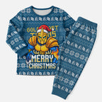 Personalized Gold Coast Titans Christmas Pajama Set Australian Rugby Fans - Pixelated Ugly Xmas Pattern Mascot Santa