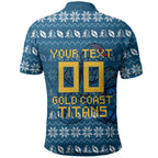 Personalized Gold Coast Titans Christmas Polo Shirt Australian Rugby Fans - Pixelated Ugly Xmas Pattern Mascot Santa