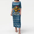 Personalized Gold Coast Titans Christmas Puletasi Australian Rugby Fans - Pixelated Ugly Xmas Pattern Mascot Santa