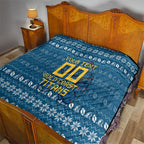 Personalized Gold Coast Titans Christmas Quilt Australian Rugby Fans - Pixelated Ugly Xmas Pattern Mascot Santa