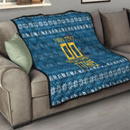 Personalized Gold Coast Titans Christmas Quilt Australian Rugby Fans - Pixelated Ugly Xmas Pattern Mascot Santa