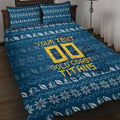 Personalized Gold Coast Titans Christmas Quilt Bed Set Australian Rugby Fans - Pixelated Ugly Xmas Pattern Mascot Santa