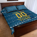 Personalized Gold Coast Titans Christmas Quilt Bed Set Australian Rugby Fans - Pixelated Ugly Xmas Pattern Mascot Santa