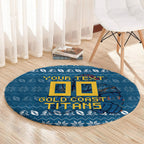 Personalized Gold Coast Titans Christmas Round Carpet Australian Rugby Fans - Pixelated Ugly Xmas Pattern Mascot Santa