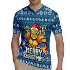Personalized Gold Coast Titans Christmas Rugby Jersey Australian Rugby Fans - Pixelated Ugly Xmas Pattern Mascot Santa