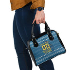 Personalized Gold Coast Titans Christmas Shoulder Handbag Australian Rugby Fans - Pixelated Ugly Xmas Pattern Mascot Santa