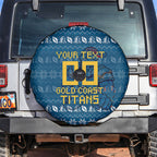 Personalized Gold Coast Titans Christmas Spare Tire Cover Australian Rugby Fans - Pixelated Ugly Xmas Pattern Mascot Santa