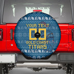 Personalized Gold Coast Titans Christmas Spare Tire Cover Australian Rugby Fans - Pixelated Ugly Xmas Pattern Mascot Santa