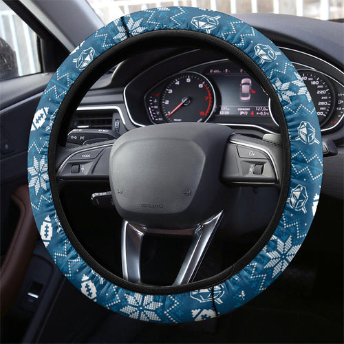 Gold Coast Titans Christmas Steering Wheel Cover Australian Rugby Fans - Pixelated Ugly Xmas Pattern Mascot Santa