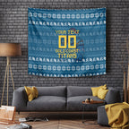 Personalized Gold Coast Titans Christmas Tapestry Australian Rugby Fans - Pixelated Ugly Xmas Pattern Mascot Santa