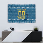 Personalized Gold Coast Titans Christmas Tapestry Australian Rugby Fans - Pixelated Ugly Xmas Pattern Mascot Santa