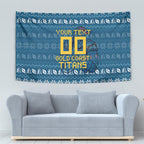 Personalized Gold Coast Titans Christmas Tapestry Australian Rugby Fans - Pixelated Ugly Xmas Pattern Mascot Santa
