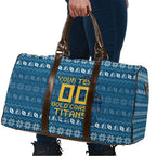 Personalized Gold Coast Titans Christmas Travel Bag Australian Rugby Fans - Pixelated Ugly Xmas Pattern Mascot Santa