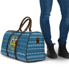 Personalized Gold Coast Titans Christmas Travel Bag Australian Rugby Fans - Pixelated Ugly Xmas Pattern Mascot Santa